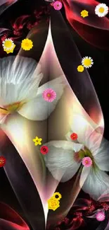 Elegant abstract wallpaper with flowers.