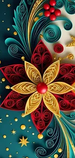 Intricate floral art design with vibrant colors.