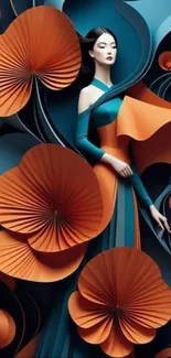Elegant floral art wallpaper with vibrant colors and modern design.