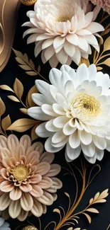 Elegant floral wallpaper with gold accents