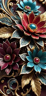 Elegant floral wallpaper with vibrant colors, perfect for mobile screens.