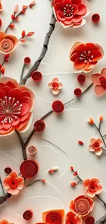 Detailed paper flower design wallpaper.