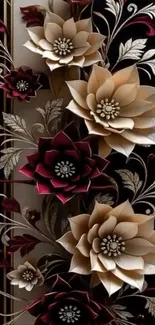 Elegant floral art wallpaper with detailed flower designs.