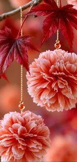 Elegant floral design with autumn leaves in vibrant colors.