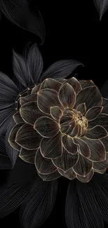 Elegant floral wallpaper with a dark background.