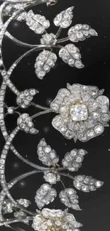 Elegant diamond floral pattern on a black background.