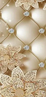 Luxurious floral wallpaper with diamonds