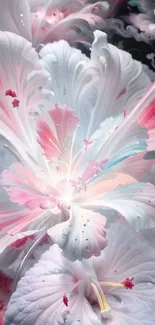 Elegant pastel floral fantasy wallpaper with swirling petals.