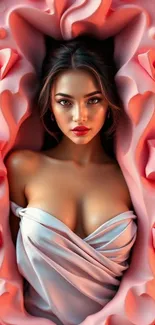 Elegant portrait surrounded by floral frame.