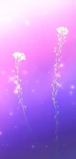 Elegant pink and purple mobile wallpaper with delicate flowers.