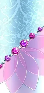 Elegant mobile wallpaper with floral and jewel design in pastel colors.