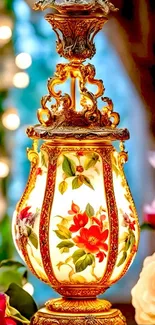 Elegant vintage lamp with floral design for artistic home decor.