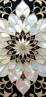 Elegant floral mandala with intricate design on a mobile wallpaper.