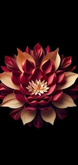 Elegant burgundy floral mobile wallpaper with a dark background.