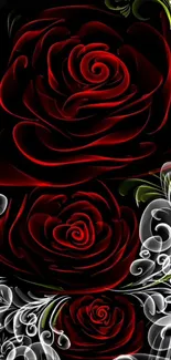 Elegant floral mobile wallpaper with red roses.