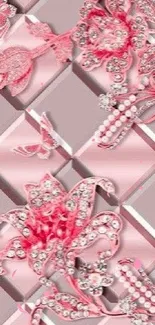 Pink floral geometric wallpaper for mobile phone.