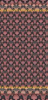 Intricate floral pattern on dark background wallpaper.