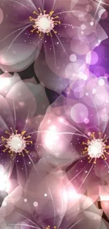 Elegant floral mobile wallpaper with pink and purple hues.