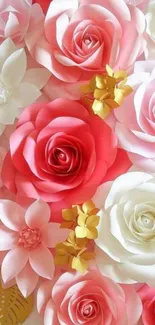 Elegant mobile wallpaper with pink and white roses.