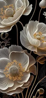 Elegant white flowers on a dark background.