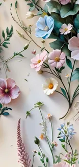 Elegant pastel floral wallpaper for mobile phone.