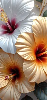 Elegant mobile wallpaper with hibiscus flowers.