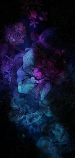 Dark floral mobile wallpaper with mystical night colors.