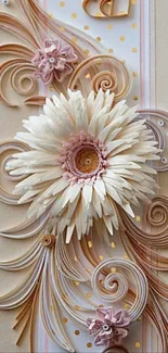 Intricate floral paper art wallpaper design