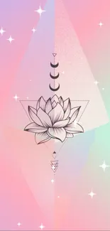 Pastel mobile wallpaper with floral and geometric design.