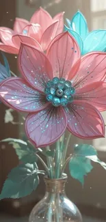 Vibrant pastel flowers in elegant vase.