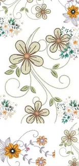 Elegant mobile wallpaper with floral patterns in soft cream and pastel colors.