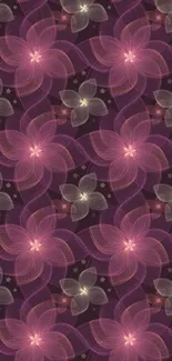 Elegant floral pattern wallpaper in dark purple hues.