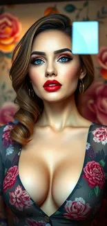 Elegant floral-themed portrait wallpaper with vibrant colors.
