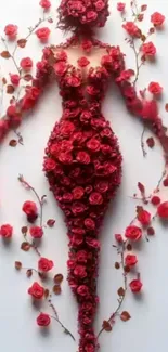 Elegant floral silhouette made of vibrant red roses.