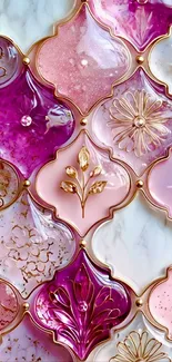 Elegant floral tile wallpaper with pink and purple hues.