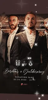 Besiktas vs Galatasaray football event poster with an elegant design.