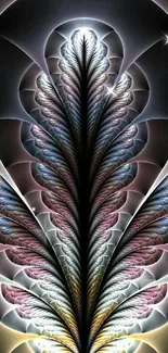 Elegant fractal design with feather patterns.