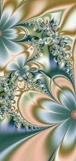 Intricate fractal floral pattern with soft hues.