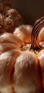 Elegant furry pumpkin with artistic flair.