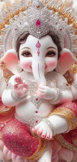 Elegant Ganesh mobile wallpaper with vibrant colors and intricate details.