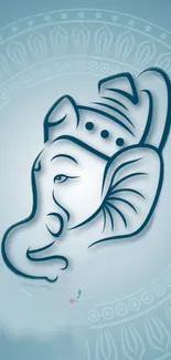 Elegant Ganesha art on light blue background wallpaper.