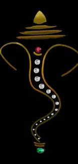 Sleek Ganesha design on black background, ideal for mobiles.