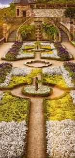 Elegant garden pathway with vibrant flowers and greenery.