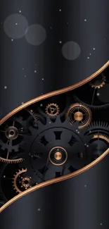 Elegant black and metallic gear design wallpaper for mobile phones.