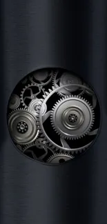 Mobile wallpaper featuring an elegant gear mechanism on a dark background.