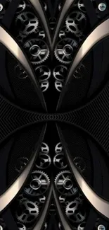 Intricate gear mechanism with silver details.