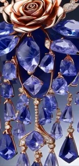 Blue gemstones with rose detail mobile wallpaper.