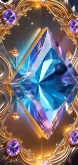 Elegant gemstone design with intricate details and golden accents.