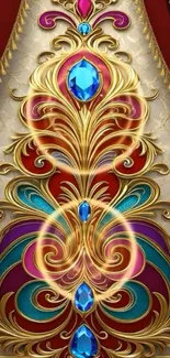 Elegant wallpaper with gold and gemstones.