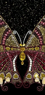 Intricate gemstone butterfly on dark backdrop, exuding elegance and luxury.